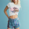 Shorts in denim stampato Shorts in denim stampato