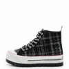 Sneaker alta con plateau in tartan