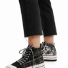 Sneaker alta con plateau in tartan