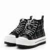 Sneaker alta con plateau in tartan