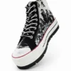Sneaker alta con plateau in tartan