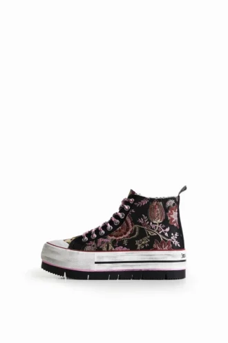 Sneaker alte con plateau e Patchwork asiatico