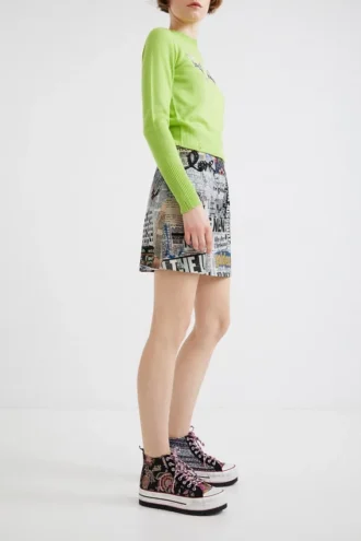 Sneaker alte con plateau e Patchwork asiatico