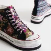 Sneaker alte con plateau e Patchwork asiatico