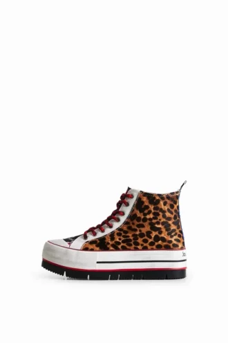 Sneaker alte con plateau e stampa animalier