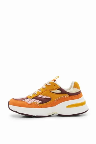 Sneaker da corsa in pelle crosta Patchwork