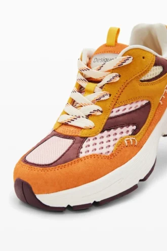 Sneaker da corsa in pelle crosta Patchwork