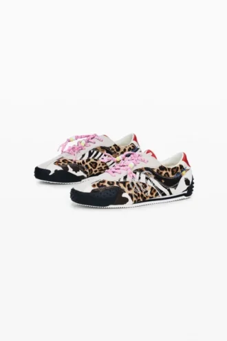 Sneaker patchwork con stampa animalier