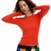 T-shirt a costine con logo