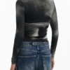 T-shirt a maniche lunghe con stampa scultorea T-shirt a maniche lunghe con stampa scultorea