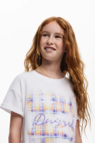 T-shirt a quadri a maniche corte