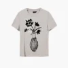 T-shirt a tinta unita con stampa vaso