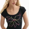 T-shirt aderente a fiori