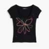 T-shirt aderente a fiori
