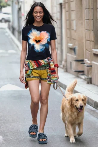 T-shirt con grande fiore