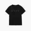 T-shirt con logo borchiato