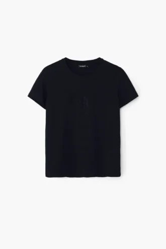 T-shirt con logo in strass