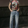 T-shirt con stampa gatto