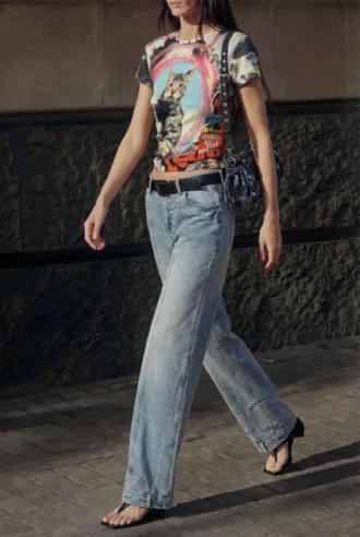 T-shirt con stampa gatto