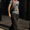 T-shirt con stampa gatto