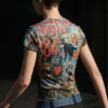 T-shirt con stampa gatto