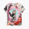 T-shirt con stampa gatto