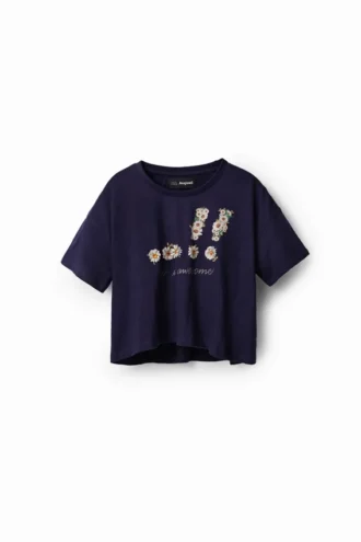 T-shirt corta con margherite