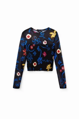 T-shirt corta slim a fiori