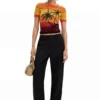 T-shirt in maglia con palme
