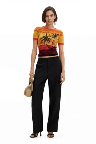 T-shirt in maglia con palme