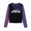 T-shirt in tulle Patchwork con messaggio T-shirt in tulle Patchwork con messaggio