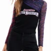 T-shirt in tulle Patchwork con messaggio T-shirt in tulle Patchwork con messaggio