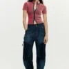 T-shirt iridescente con zip