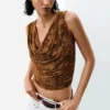 T-shirt senza maniche drappeggiato