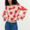 Top all’uncinetto multicolore