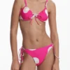 Top bikini con conchiglie fucsia