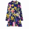 Vestito a fiori con collo alto