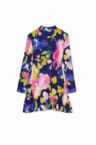 Vestito a fiori con collo alto