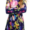 Vestito a fiori con collo alto