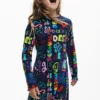 Vestito a maniche lunghe con scritte