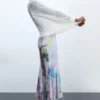 Vestito a maniche lunghe stampato