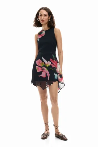 Vestito asimmetrico a fiori