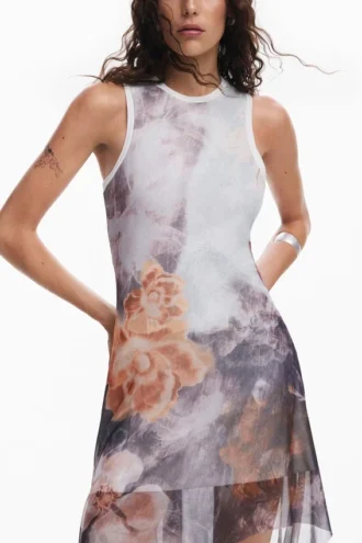 Vestito asimmetrico a fiori