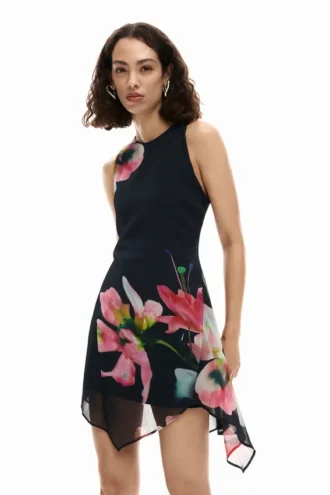 Vestito asimmetrico a fiori