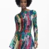 Vestito asimmetrico con ruches