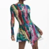 Vestito asimmetrico con ruches