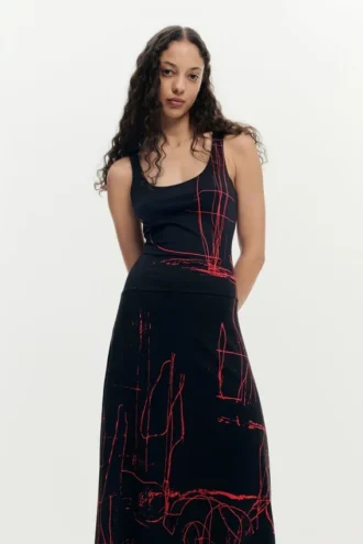 Vestito asimmetrico senza maniche