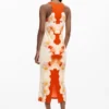Vestito con fiori laterali