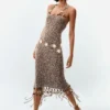 Vestito con spalline e frange