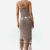 Vestito con spalline e frange